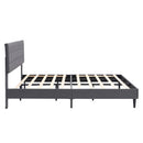 King Size Platform Bed Frame with Fabric Upholstered Headboard and Wooden Slats, No Box Spring Needed/Easy Assembly, Dark Grey