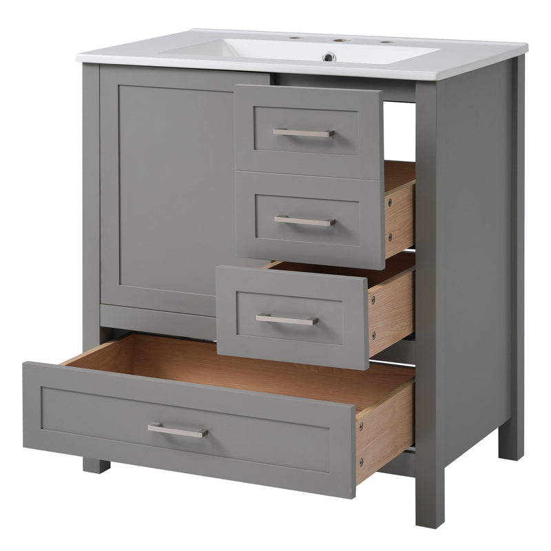 Modern Bathroom Vanity With Ceramic Sink, Solid Frame And Storage Solutions