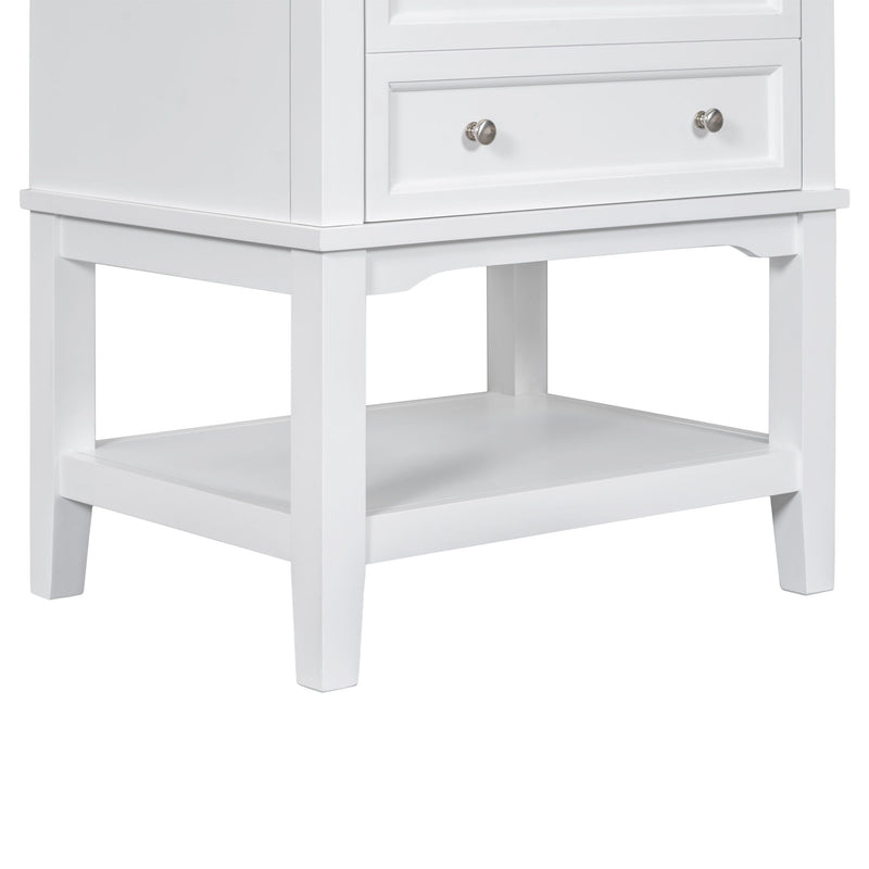 24" Bathroom Vanity Without Sink, Base Only, Storage Cabinet With Drawer And Open Shelf - White