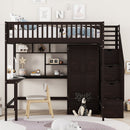 Loft Bed With Bookshelf, Drawers, Desk, And Wardrobe