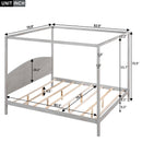 King Size Canopy Platform Bed with Headboard and Support Legs, Grey Wash