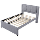 Upholstery Platform Bed With Trundle,Trundle Can Be Flat Or Erected