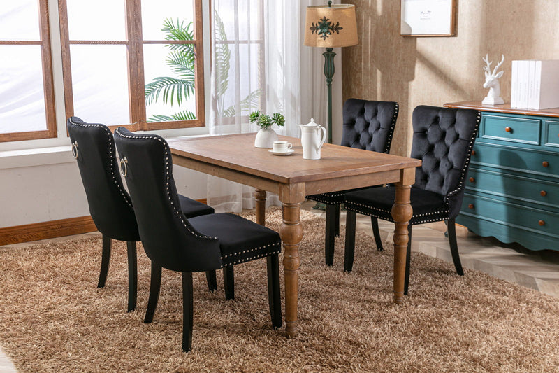 Nikki - Modern, High-End Tufted Solid Wood Contemporary Velvet Upholstered Dining Chair With Wood Legs Nailhead Trim (Set of 2)