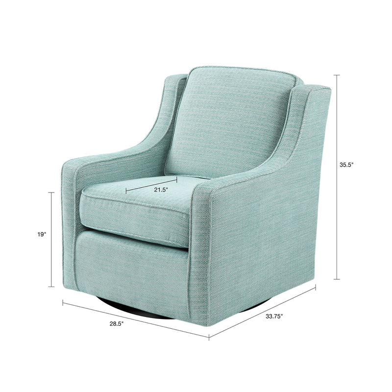 Swivel Chair With Foam Cushion / Black Metal Swivel - Blue