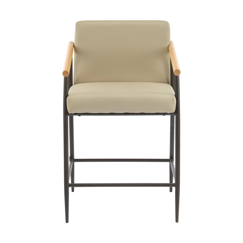 Mid Century Modern Counter Stool Set With Espresso Metal Frame - Khaki