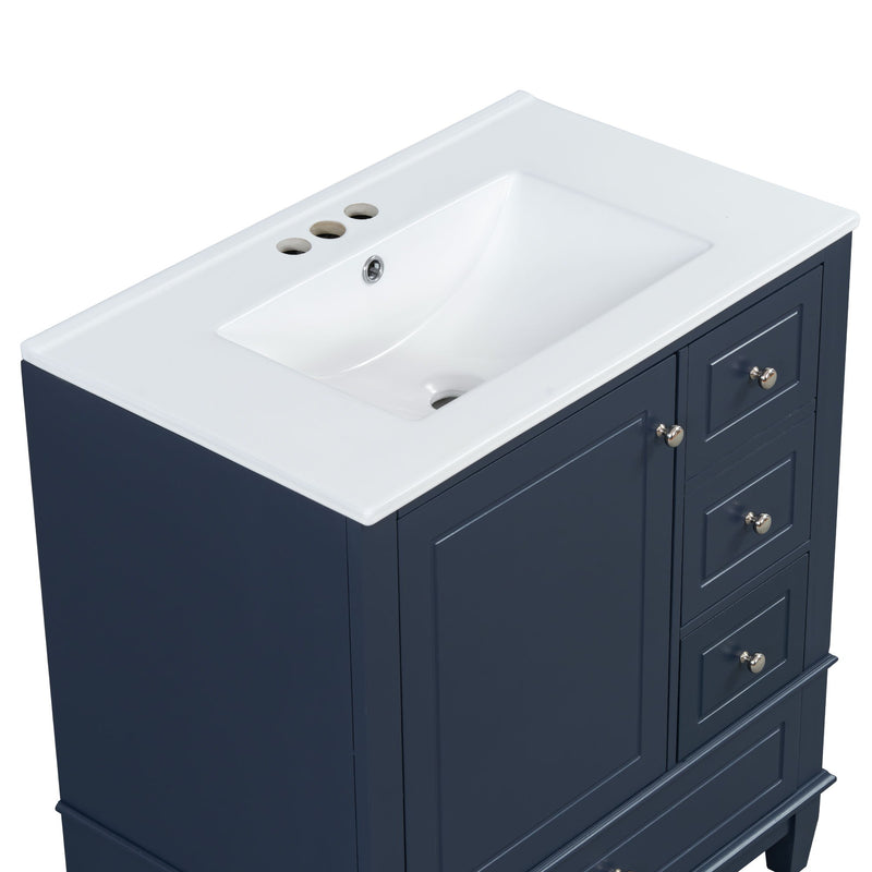 Freestanding Bathroom Vanity With Sink, Soft Close Door, 3 Drawers