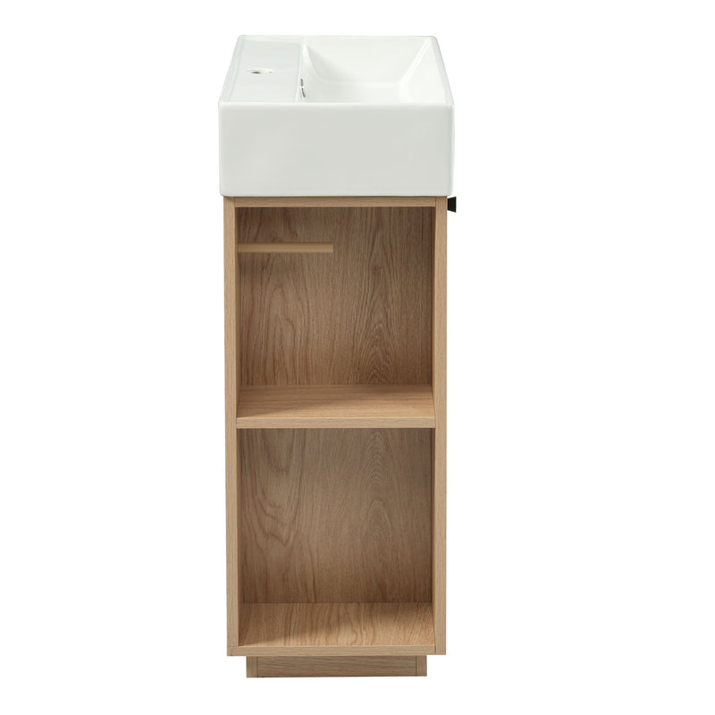 Bathroom Vanity With Sink, 21.6" Freestanding Wood Grain Cabinet With Storage Ideal For Small Bathrooms - Wood