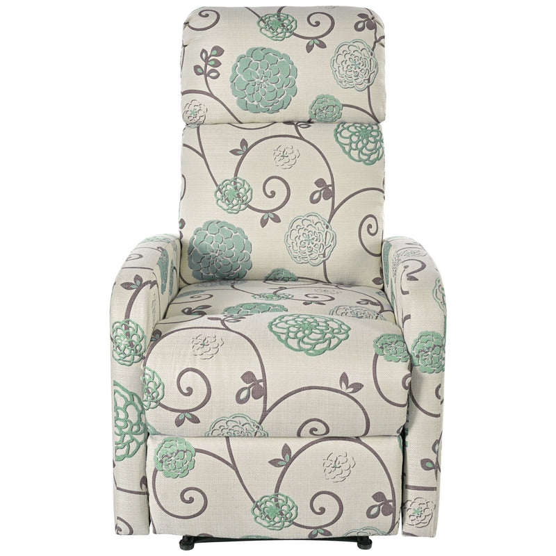 Modern Manual Recliner, Home Theater Chair With Adjustable Backrest For Living Room - Beige / Blue