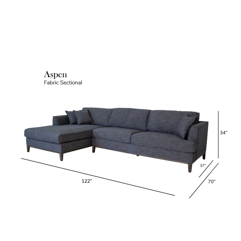 Aspen - Right Facing Sectional Leather - Gray