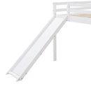 Full Loft Bed With Slide, Multifunctional Design - White