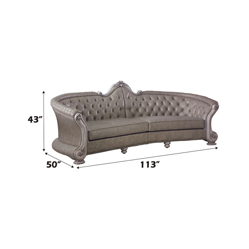 Dresden - Sofa - Bone PU & Gold Patina