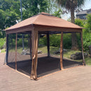Outdoor Pop Up Gazebo Canopy With 2 Tier Soft Top And Removable Zipper Netting