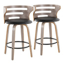Cosini - Mid Century Modern Fixed Height Barstool With Swivel And Round Footrest (Set of 2)