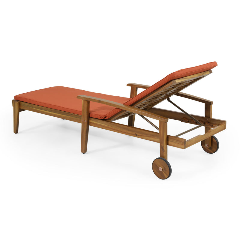 Jason - Black Chaise Lounge Adjustable Acacia Wood Outdoor Furniture