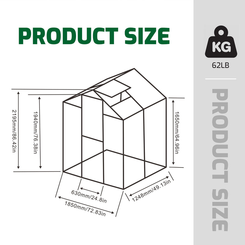 Polycarbonate Walk-In Greenhouse, Raised Base For Outdoor In All Season