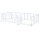 Daybed With Fence Guardrails And 2 Drawers, Split Into Independent Floor Bed & Daybed