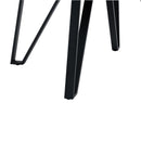 Mid Century Modern Round Dining Table With Metal Legs And Open Shelf