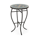 Outdoor Side Table With Tile Mosaic Table Top - Black