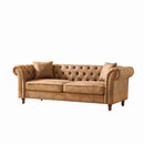Chesterfield 3 And 2 Seater Sofa Set, High Tech Fabric Upholstered Couch For Living Room