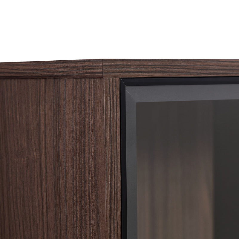 Modern Minimalist Style LED Curio Cabinet With Tempered Glass Door, Metal Legs