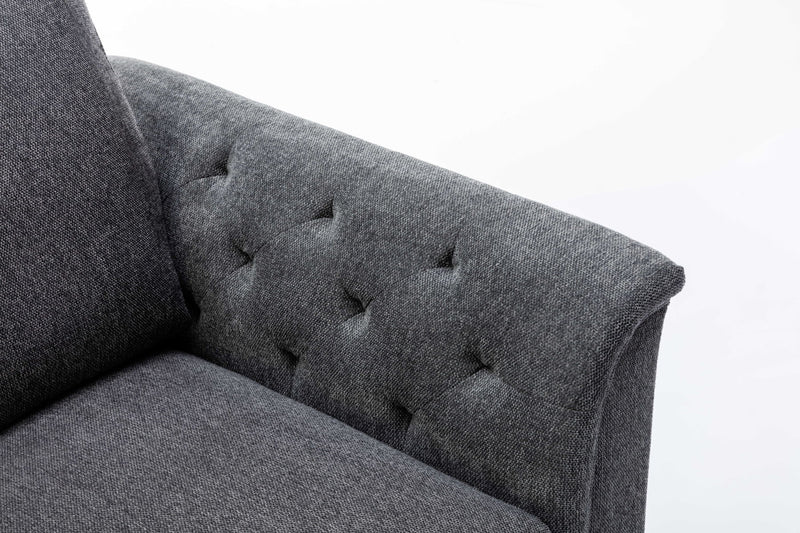 Stanton - Linen Loveseat With Tufted Arms - Dark Gray