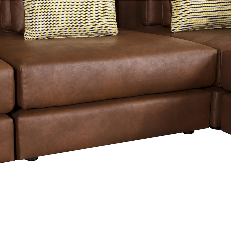 112.7" Modular Sectional Sofa Corner Sofa Chaise Lounge with Movable Ottoman for Living Room, Brown