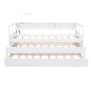 Daybed With 2 Trundles, 3 Storage Cubbies, Built In USB Charging Light