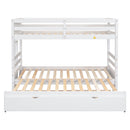 Twin over Pull-out Bunk Bed with Trundle, White