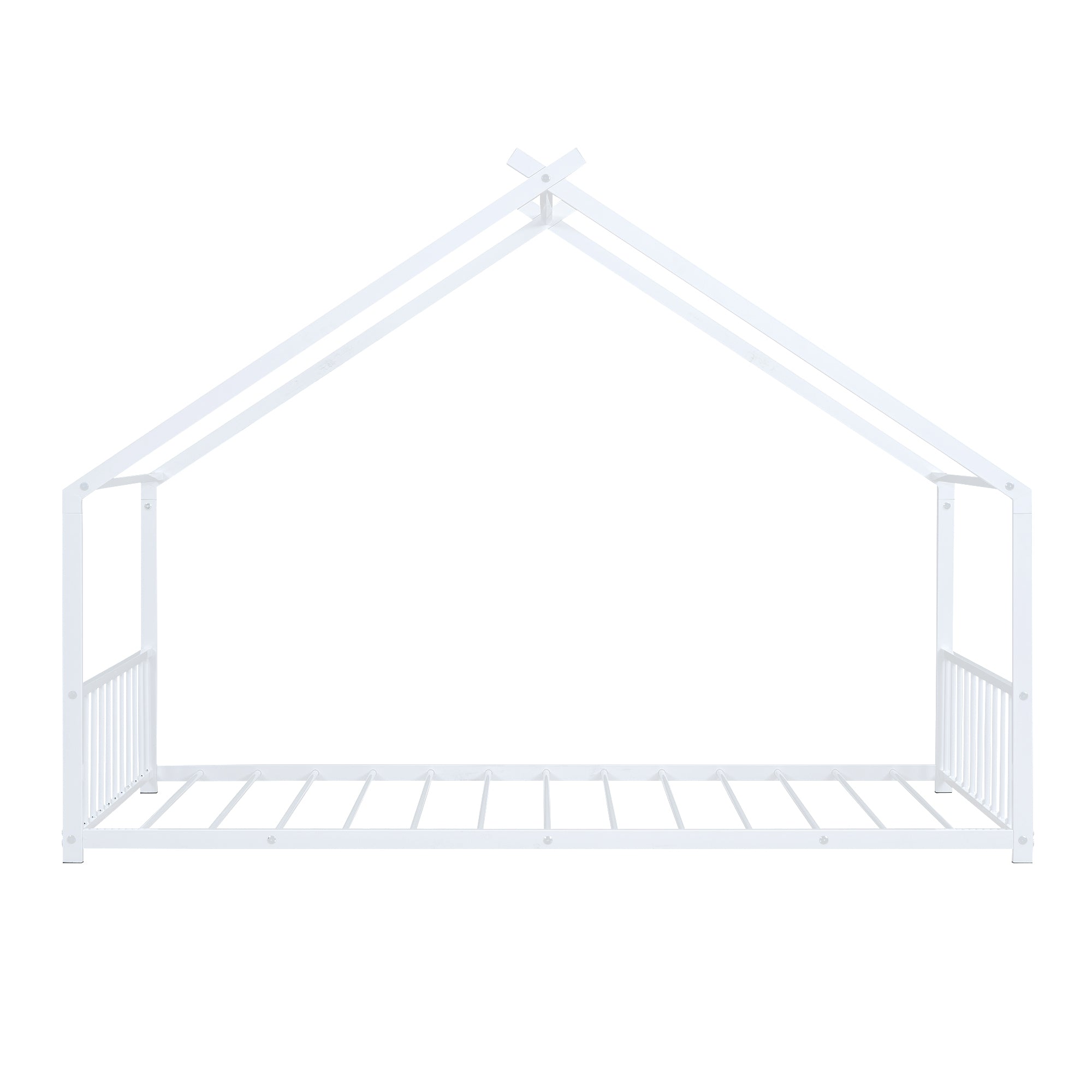 Twin Size Metal House Bed, White