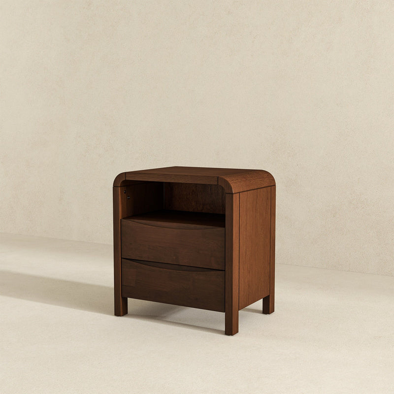 Lionel - Mid-Century Modern Nightstand 2 Drawer - Brown