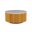 Round Coffee Table With Storage - Natural / White