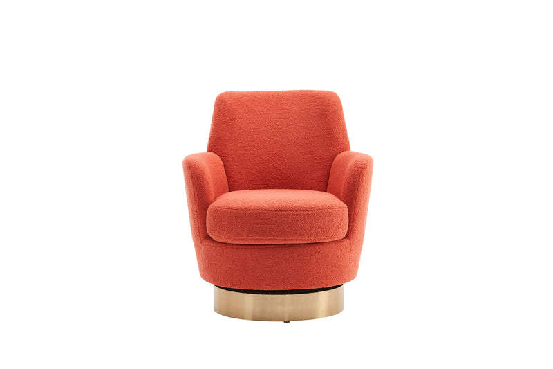 Swivel Barrel Chair, Swivel Accent Chairs Armchair For Living Room, Reading Chairs For Bedroom Comfy, Round Barrel Chairs With Gold Stainless Steel Base