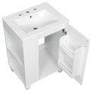 Classic Retro Bathroom Vanity With Sink, Door Shelf, Side Open Storage Frame