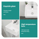Ceramic Rectangle Wall Mount Bathroom Sink With Single Faucet Hole