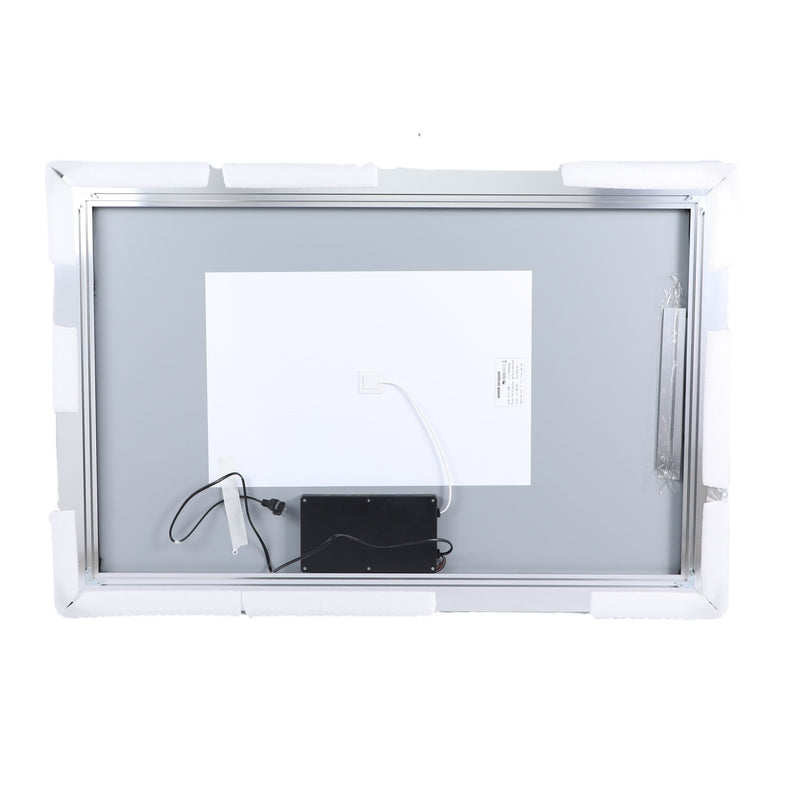 Modern LED Bathroom Vanity Mirror With Aluminum Frame, 45° Beveled Lights, Anti Fog - Silver