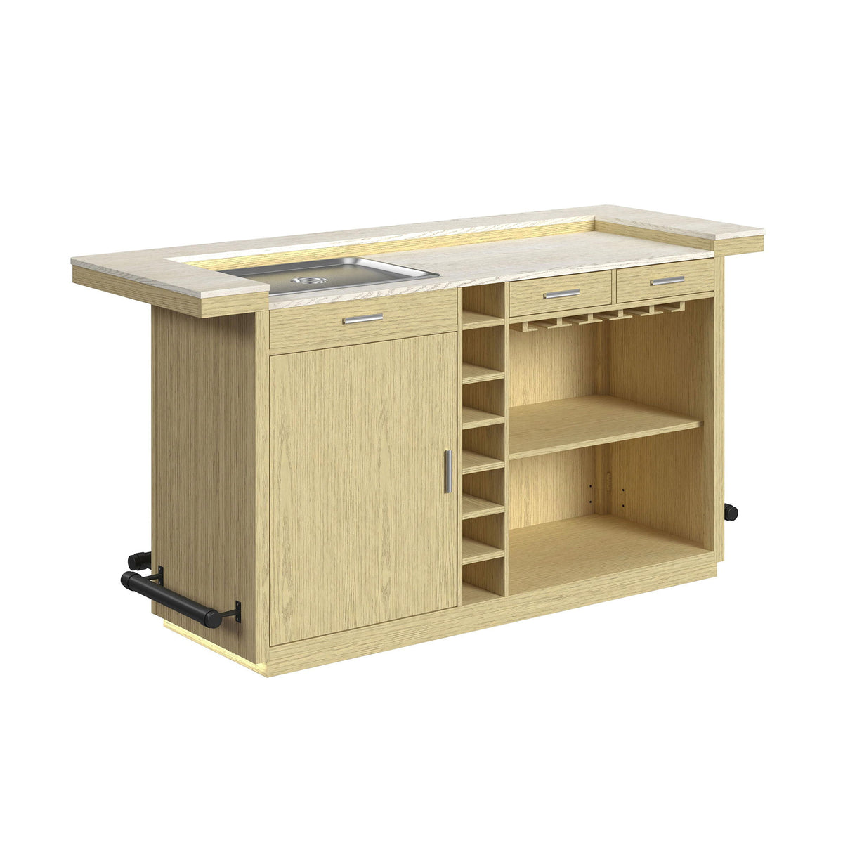Cambrie Bar Table With LED in Off-White And Natural by Elements International