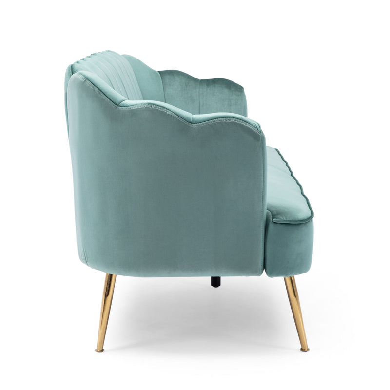 Modern Glam 3 Seater Sofa With Velvet Texture