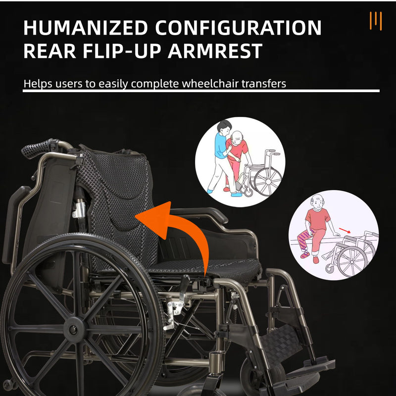 Lightweight Foldable Transport Wheelchair For Adults With Double X Force Support