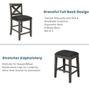 5 Pieces Counter Height Rustic Farmhouse Dining Room Wooden Bar Table Set With 2 Stools And 2 Chairs