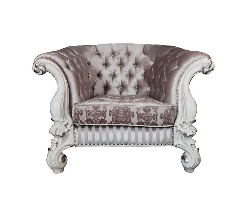 Versailles - Chair - Ivory Fabric & Bone White Finish - Atlantic Fine Furniture Inc