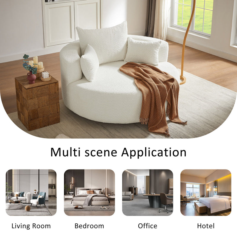 360° Swivel Chair Accent Barrel Chair With Removable Pillows