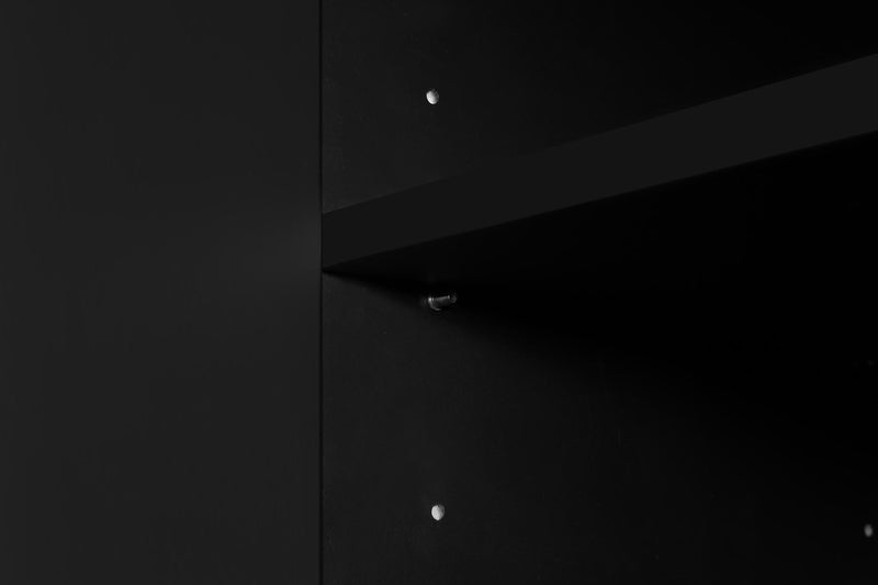 4 Door Sideboard Storage Cabinet For Living Room And Dining Room, 2 Large Cabinets With Gold Handles And Adjustable Shelf - Black