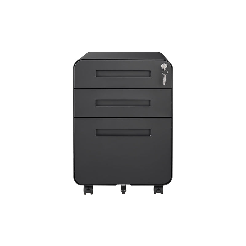 3 Drawer Mobile File Cabinet Under Desk Office, Simple Style Versatile Storage Cabinet For Legal / Letter / A4 Files, 5 Wheel Design Anti-Tilting Cold Rolled Steel Waterproof Moisture-Proof