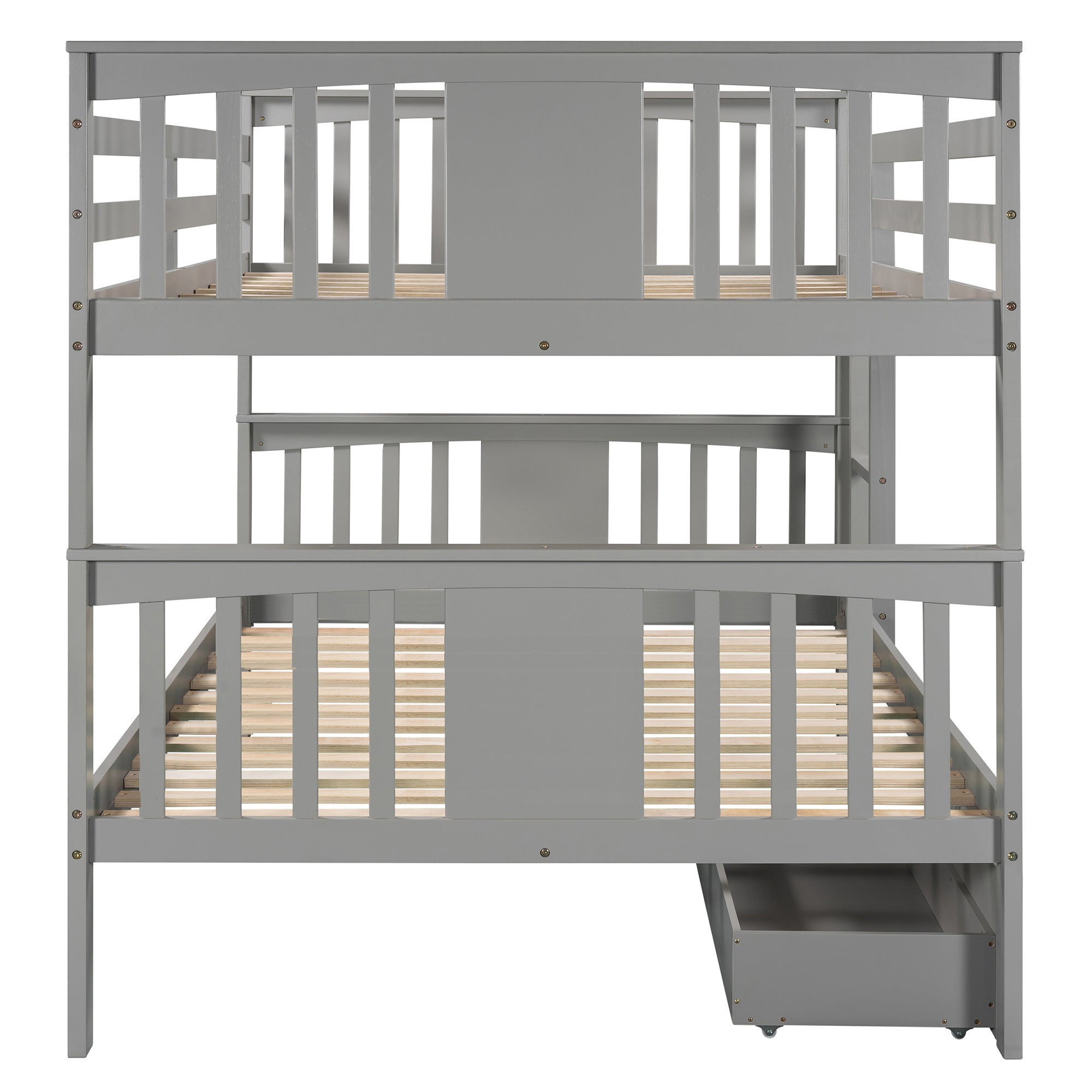 Full over Full Bunk Bed with Drawers and Ladder for Bedroom, Guest Room Furniture-Gray(OLD SKU :LP000205AAE) - Atlantic Fine Furniture Melbourne FL