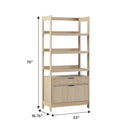 Transitional Wide Reeded Bookshelf With Drawers On Bottom