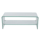Modern Tempered Glass TV Stand With Shelf And Open Back Design - Clear