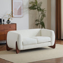 Contemporary Boucle Sherpa Sofa With Birch Wood Legs