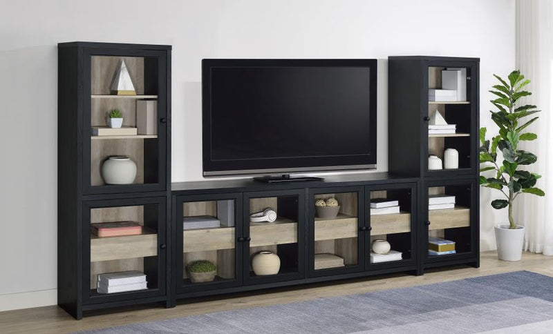 Denison - 79" 4-Door TV Stand Media Console - Black