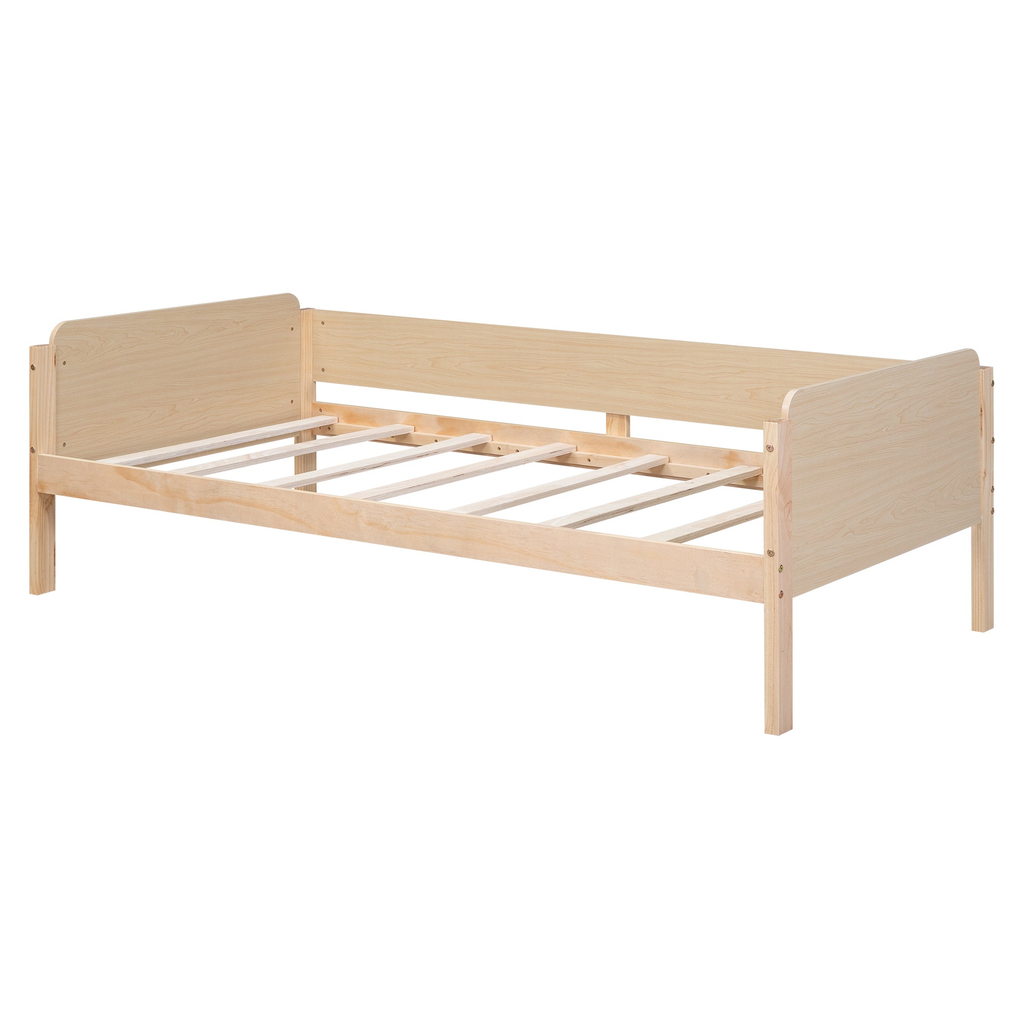 Wood Twin Size Platform Bed with 2 Drawers and 1 Chair&Desk Set, Natural+White - Atlantic Fine Furniture Melbourne FL