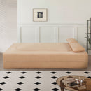 2 In 1 Convertible Full Size Folding Loveseat Couch With Soft Teddy Fabric